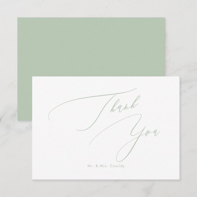 Celadon Green DIY colours Luxe Script Thank You Card (Front/Back)