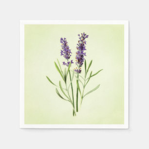 Celadon Green Painted Lavender Sprig Botanical Napkin