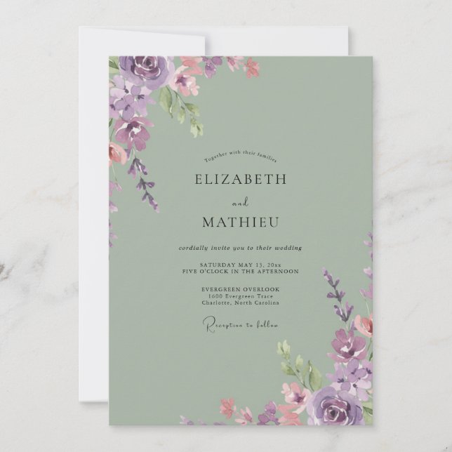 Celadon Lavender Foliage Eucalyptus Wedding Invitation (Front)