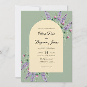 Celadon Lilac Salvia Eucalyptus Wedding Invitation