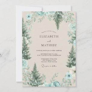 Celadon Pine Woodland Eucalyptus Wedding Invitation