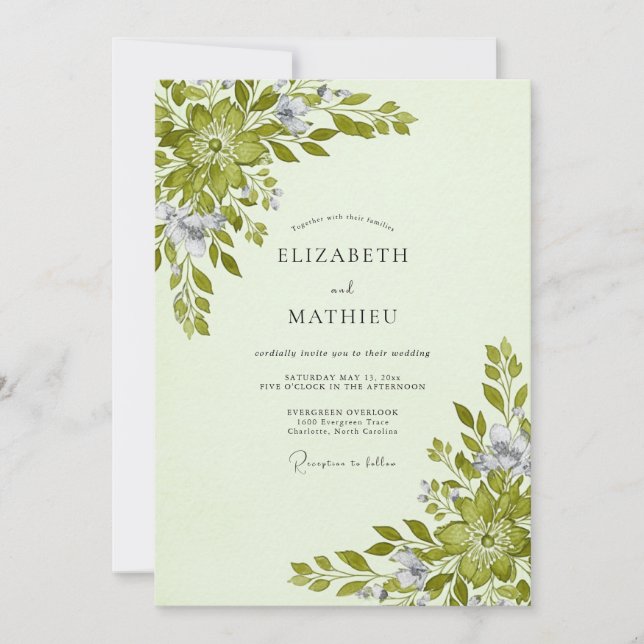 Celadon Verdant Botanical Wedding Invitation (Front)