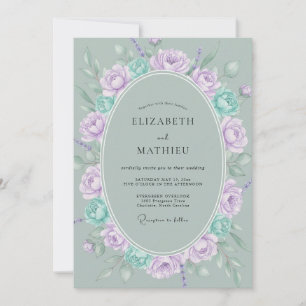 Celadon Violet Bouquet Eucalyptus Wedding Invitation