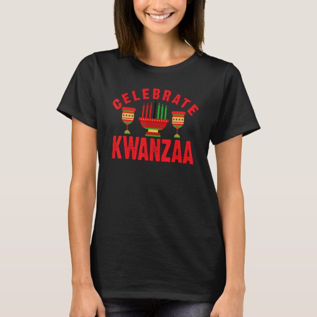 Celebarte Kwanzaa Happy Kwanzaa Kinara Candles T-Shirt (Front)