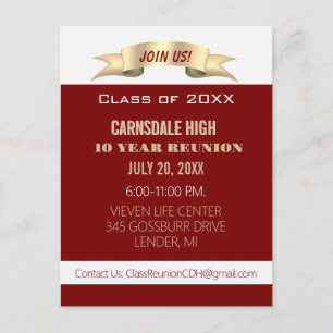 Celebrate! 10th Class Reunion Invite Postcard