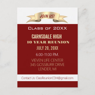 Celebrate! 10th Class Reunion Invite Postcard