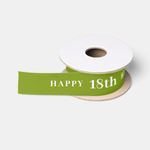 Celebrate 18: Joyful Birthday Green Ribbon Satin Ribbon