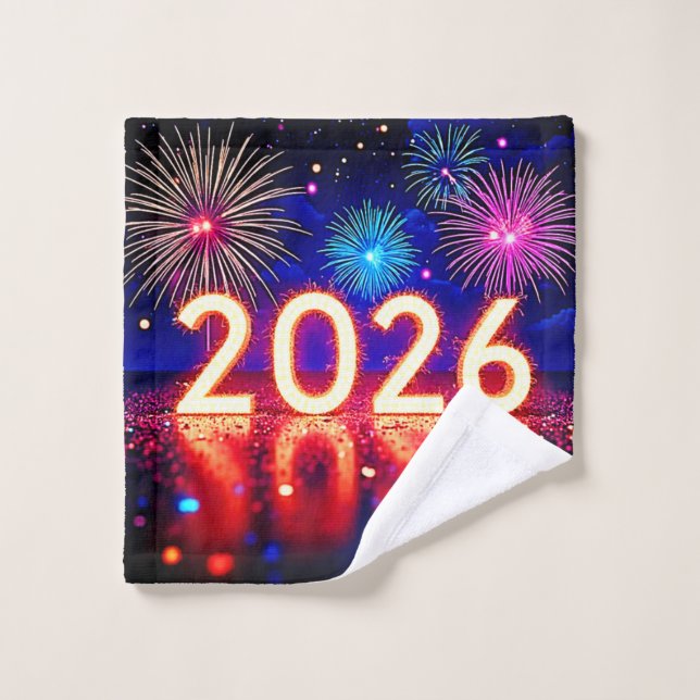 Celebrate 2026: Bright Future Spark Design  Bath Towel Set (Wash Cloth)