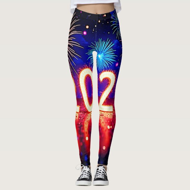 Celebrate 2026: Bright Future Spark Design  Leggings (Front)