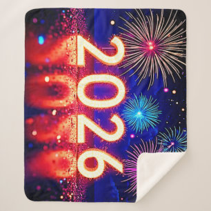 Celebrate 2026: Bright Future Spark Design Sherpa Blanket