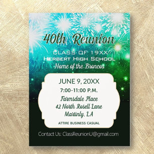 Celebrate! 40th Class Reunion Invitation Postcard