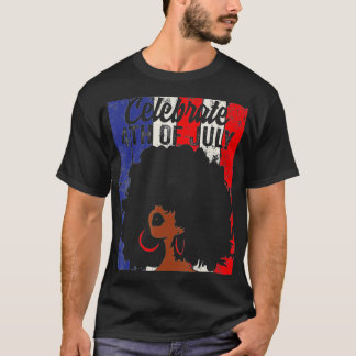 Celebrate 4th Of July Retro African American Flag  T-Shirt