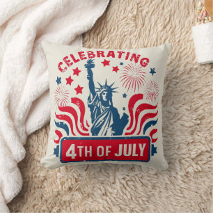 Celebrate 4th of July  with Statue of Liberty Art Cushion