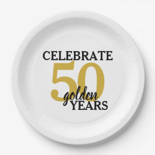 Celebrate 50 Golden Years Simple 50th Anniversary Paper Plate