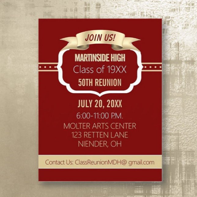 Celebrate!  50th Class Reunion Invite Postcard (Creator Uploaded)