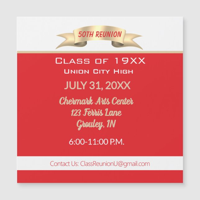 Celebrate!  50th Class Reunion magnetic Invitation (Front)