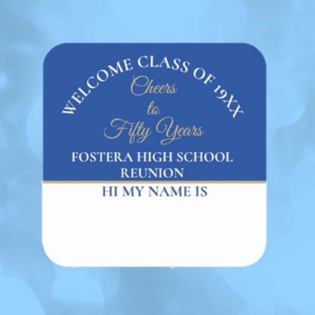 Celebrate! 50th Class Reunion name Square Sticker (Creator Uploaded)