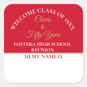 Celebrate! 50th Class Reunion name Square Sticker