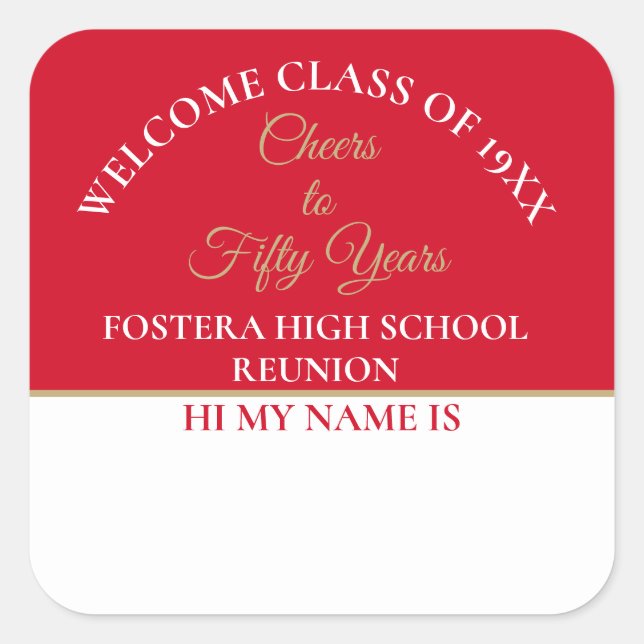 Celebrate! 50th Class Reunion name Square Sticker (Front)