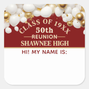 Celebrate! 50th Class Reunion name tag sticker