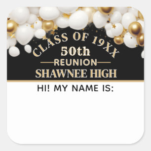 Celebrate! 50th Class Reunion name tag sticker