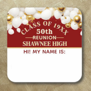 Celebrate! 50th Class Reunion name tag sticker