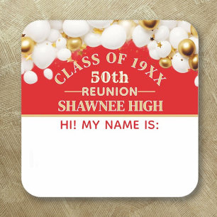 Celebrate! 50th Class Reunion name tag sticker