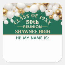 Celebrate! 50th Class Reunion name tag sticker