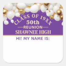 Celebrate! 50th Class Reunion name tag sticker