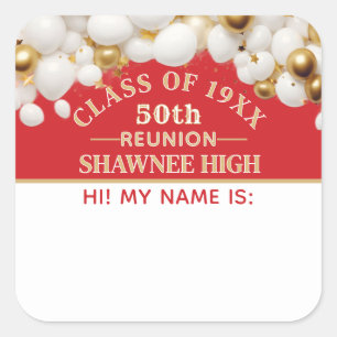 Celebrate! 50th Class Reunion name tag sticker