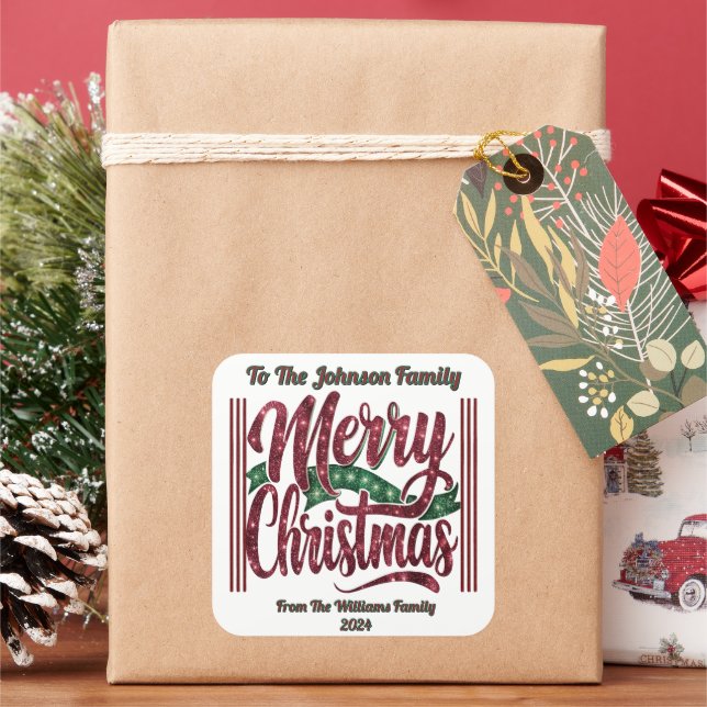 Celebrate a Colourful and Merry Christmas With Joy Square Sticker (Holiday)