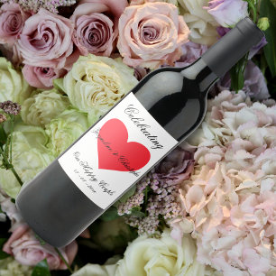 Celebrate A Couple Simple Personalised Red Heart  Wine Label