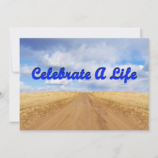 Celebrate A Life (Road Into Field Clouds Into Sky) Invitation (Front)