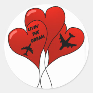 Celebrate Aeroplane Heart Balloons Classic Round Sticker