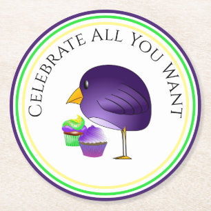 Celebrate All You Want Party Round Paper Coaster