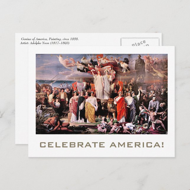 Celebrate America. 4th of July Fine Art Postcard (Front/Back)