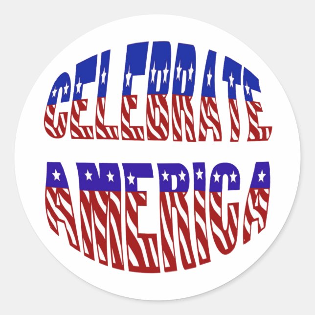 Celebrate America Flag Font #1 Stickers (Front)