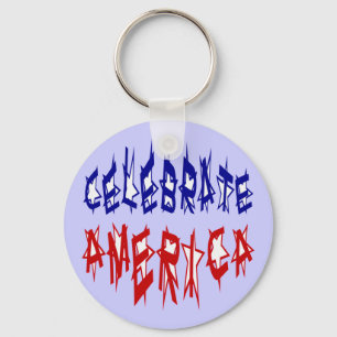 Celebrate America Flag Font #2 Key Ring