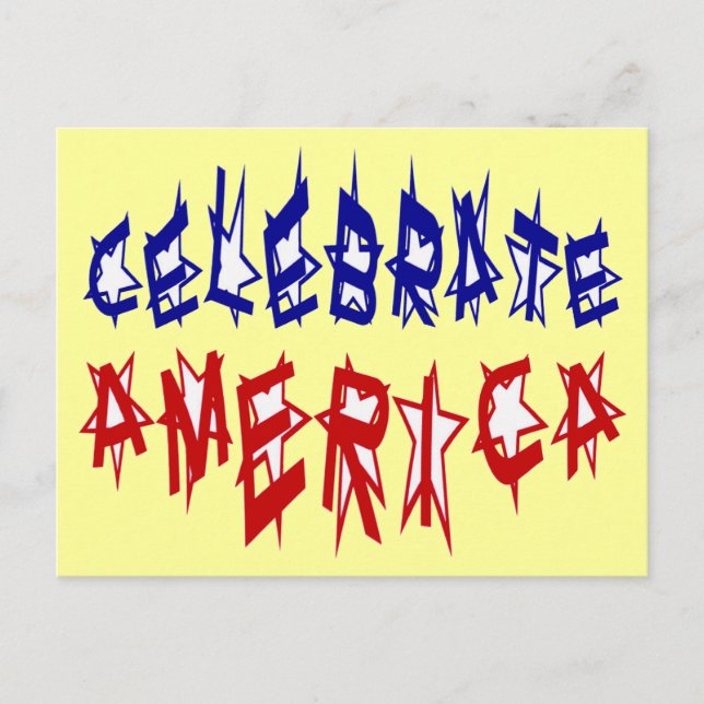 Celebrate America Flag Font #2 Postcard (Front)