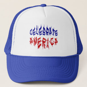Celebrate America Flag Font #2 Trucker Hat
