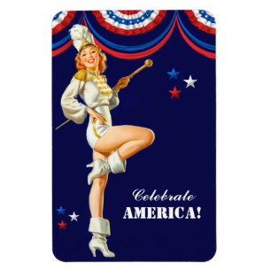 Celebrate America. Retro Pin-Up  Magnet