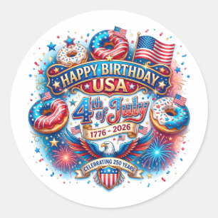 Celebrate America’s 250th birthday with doughnut Classic Round Sticker