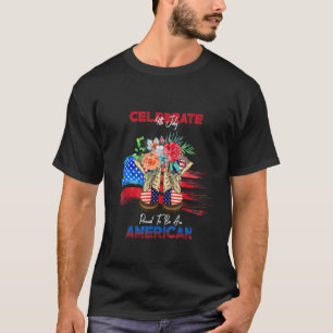 Celebrate American 4th July Party Floral Boots T-Shirt
