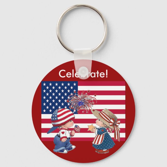 Celebrate American Flag Key Ring (Front)