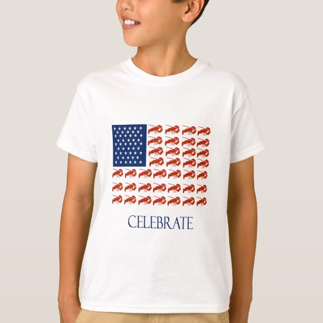 Celebrate American Flag Lobster T-Shirt (Front)