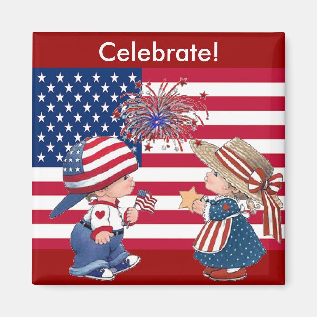 Celebrate American Flag Magnet (Front)