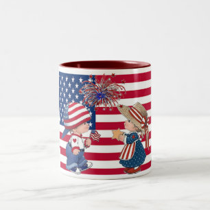 Celebrate American Flag Two-Tone Coffee Mug