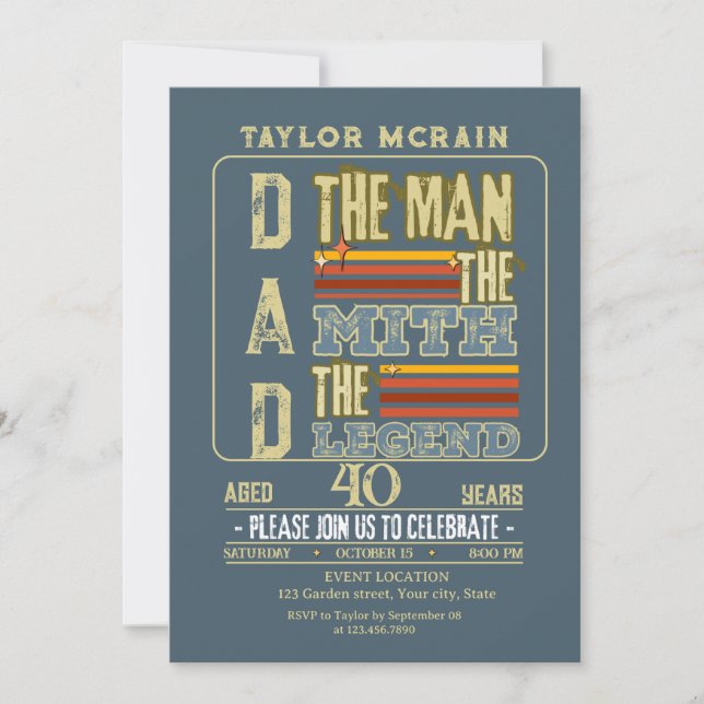 Celebrate Any Age: The Man, The Myth, The Legend  Invitation (Front)