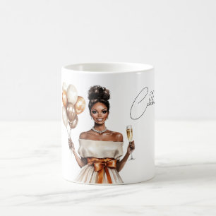 Celebrate Balloons Black Female   Coffee Mug