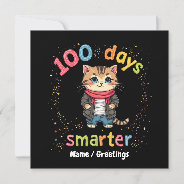 Celebrate Being "100 Days Smarter"  Customisable Invitation (Front)